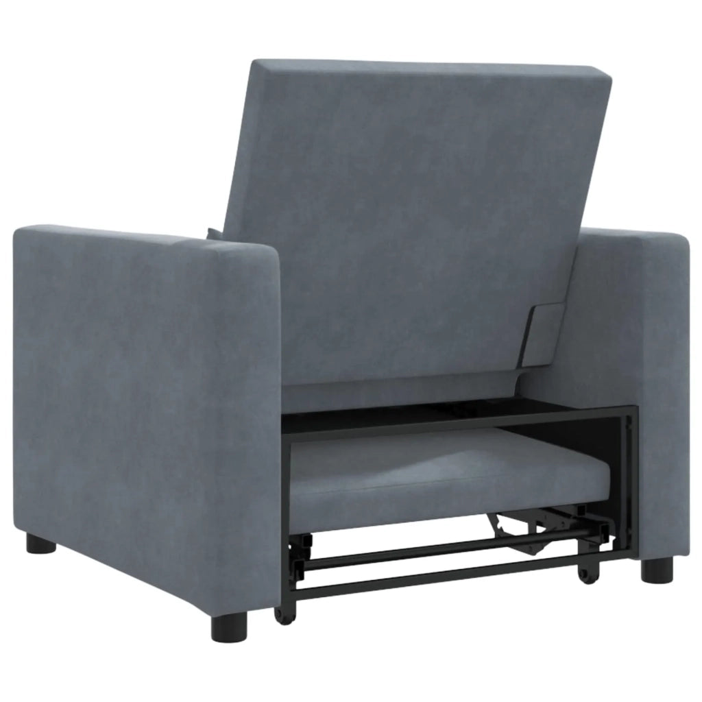 Divano letto | Sof¨¤ letto | Letto singolo estraibile singolo con ruote Grigio scuro Velluto