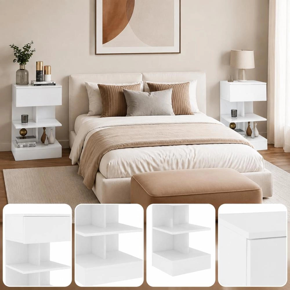 Bedside Tables 2 Pcs. White 40x35x65 Cm Wood Material