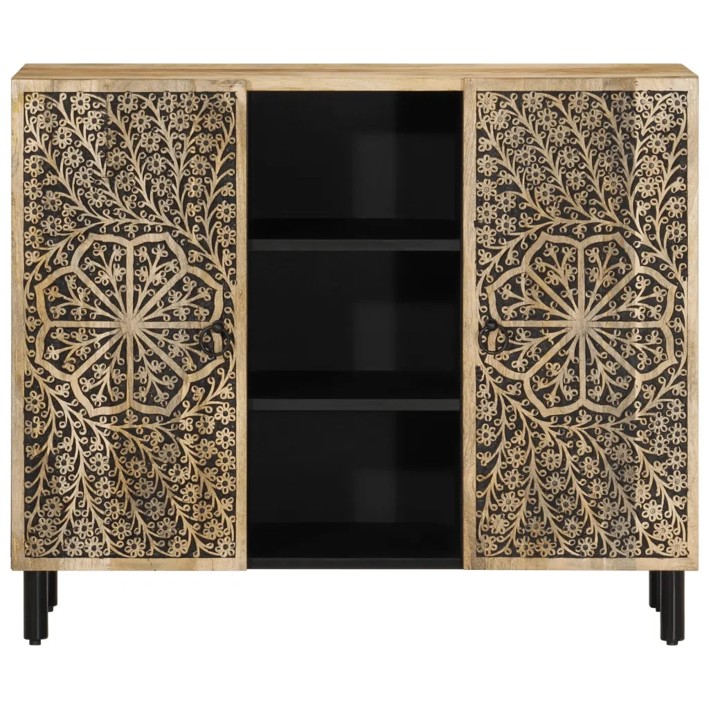Credenza-Buffet-Armadio da cucina 90x33x75 cm in Legno Massello di Mango 587802