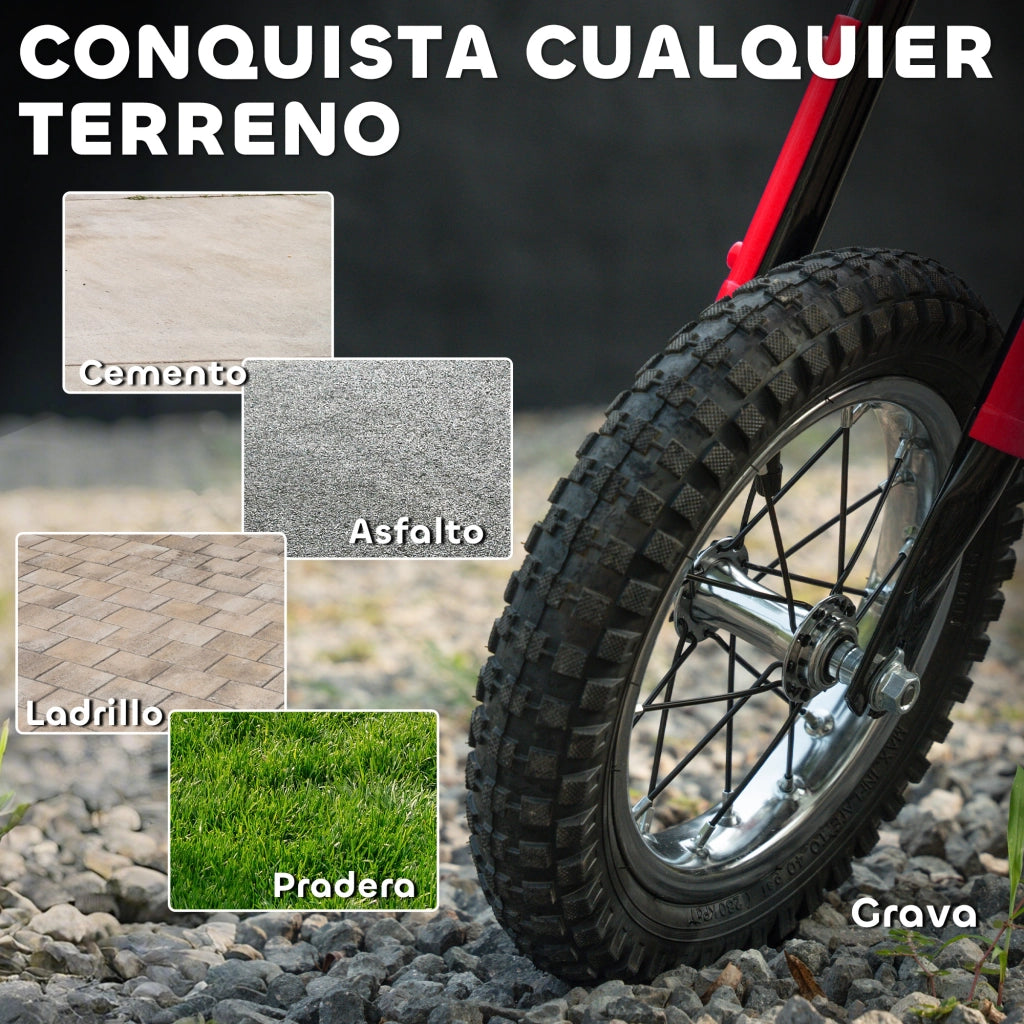 Moto Elettrica per Bambini 24V 250W ¨C Minimal ¨C Rosso 12'' per 8-12 Anni