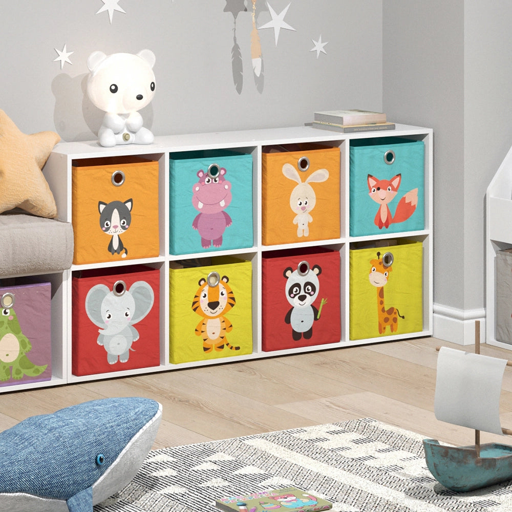 Vicco Libreria bambini Bianco 143 x 72 cm con 8 scatole pieghevoli