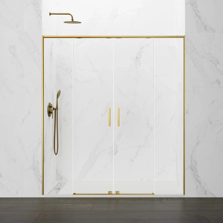 Box doccia frontale TWENTY 2 fissi + 2 scorrevoli 140 cm (131-141) oro vetro trasparente