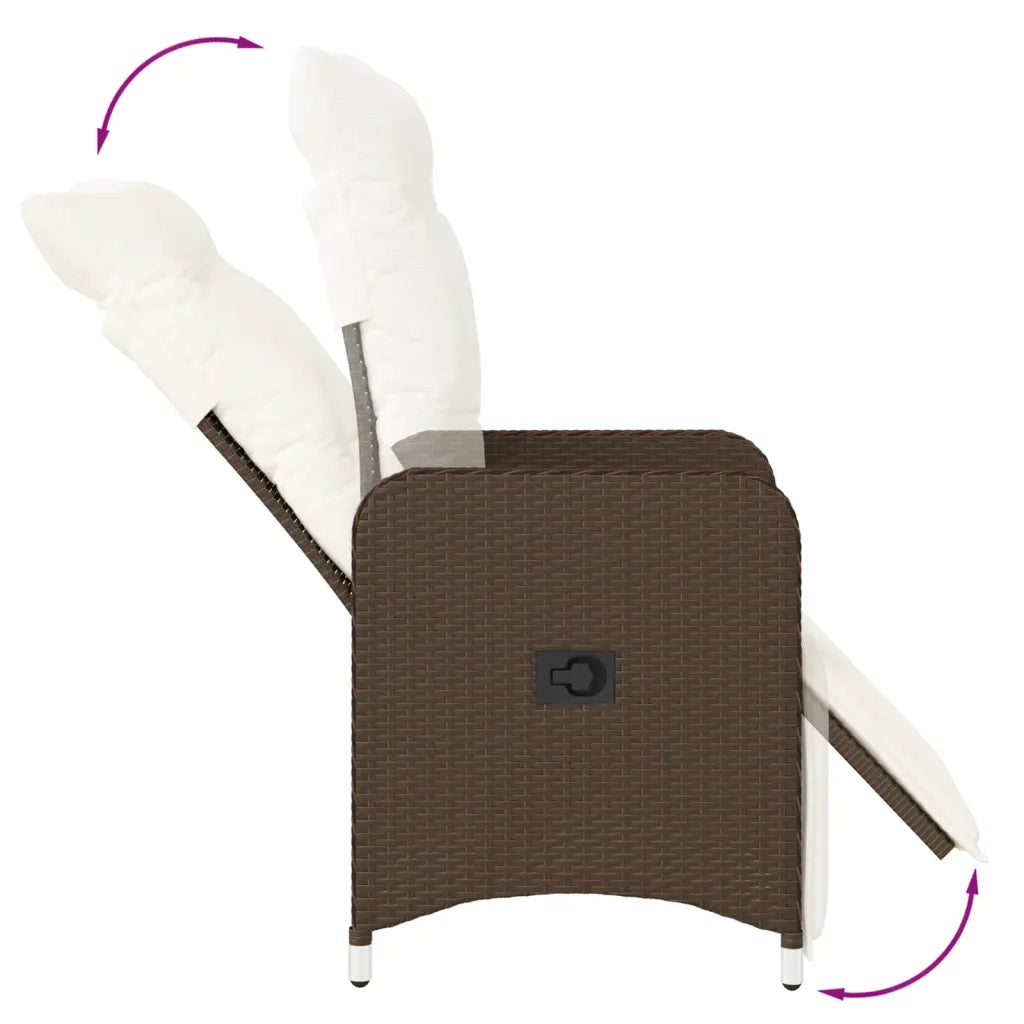 vidaXL Sedie Reclinabili Giardino 2pz con Cuscini Marrone Polyrattan