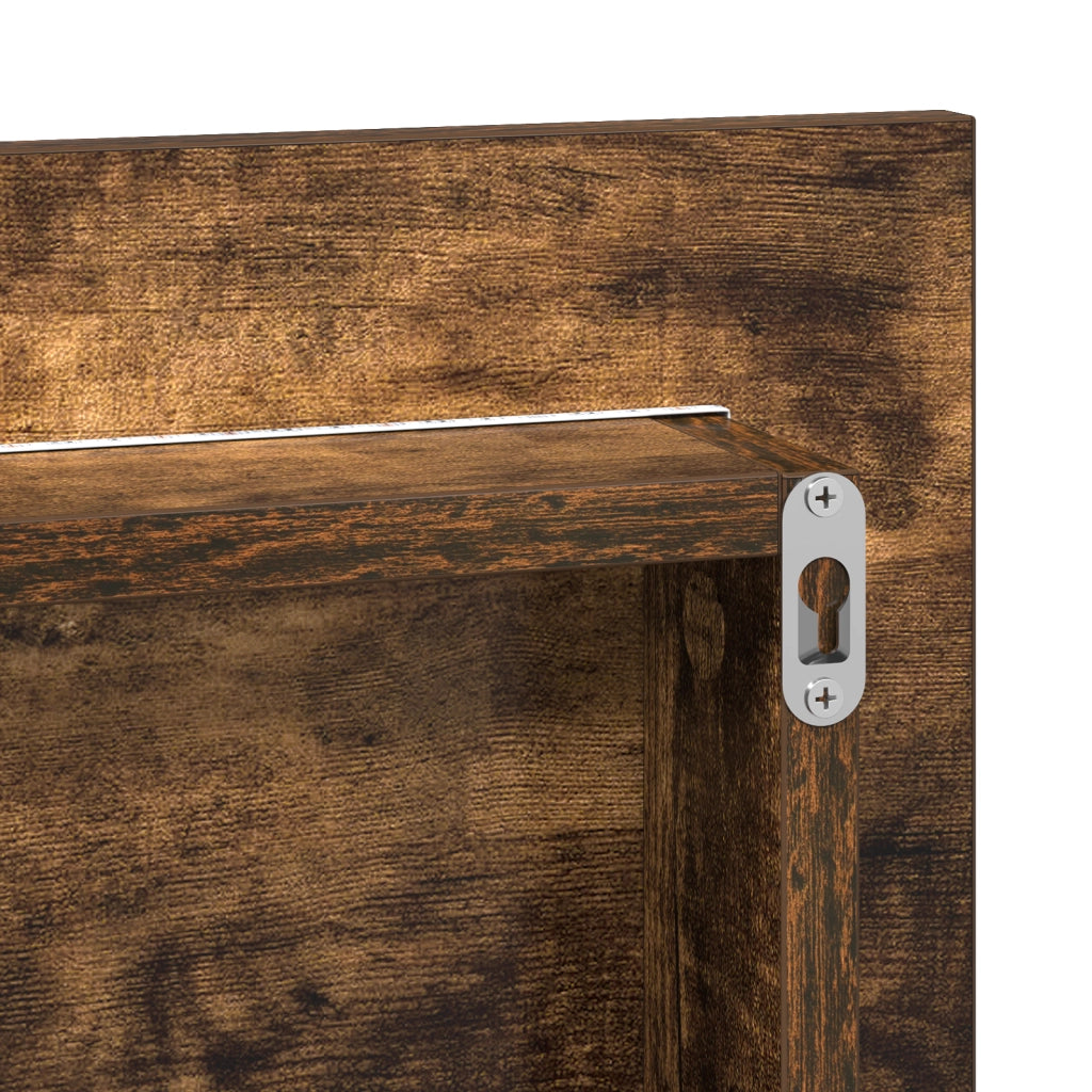 Armadio Specchio da Bagno  con Luce LED Rovere Affumicato 80x37 cm