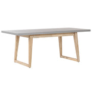 Tavolo da pranzo per esterni Piano in cemento grigio Gambe in legno chiaro Acacia Capacità 6 persone 180 x 90 cm
