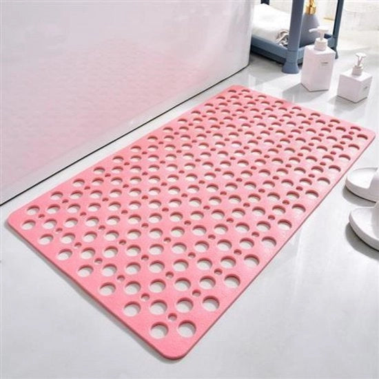 Douche mat con presa e scarico, antibatterico e antifungino, 38 x 70 cm, colore rosa.