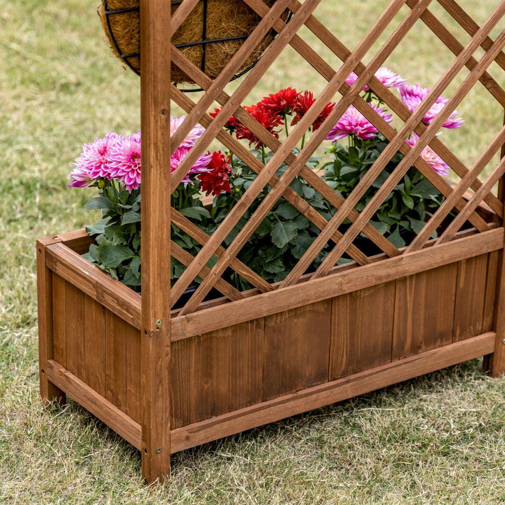 Fioriera con griglia per piante rampicanti in legno ¨C zephmum ¨C 60x30x122,5 cm colore naturale