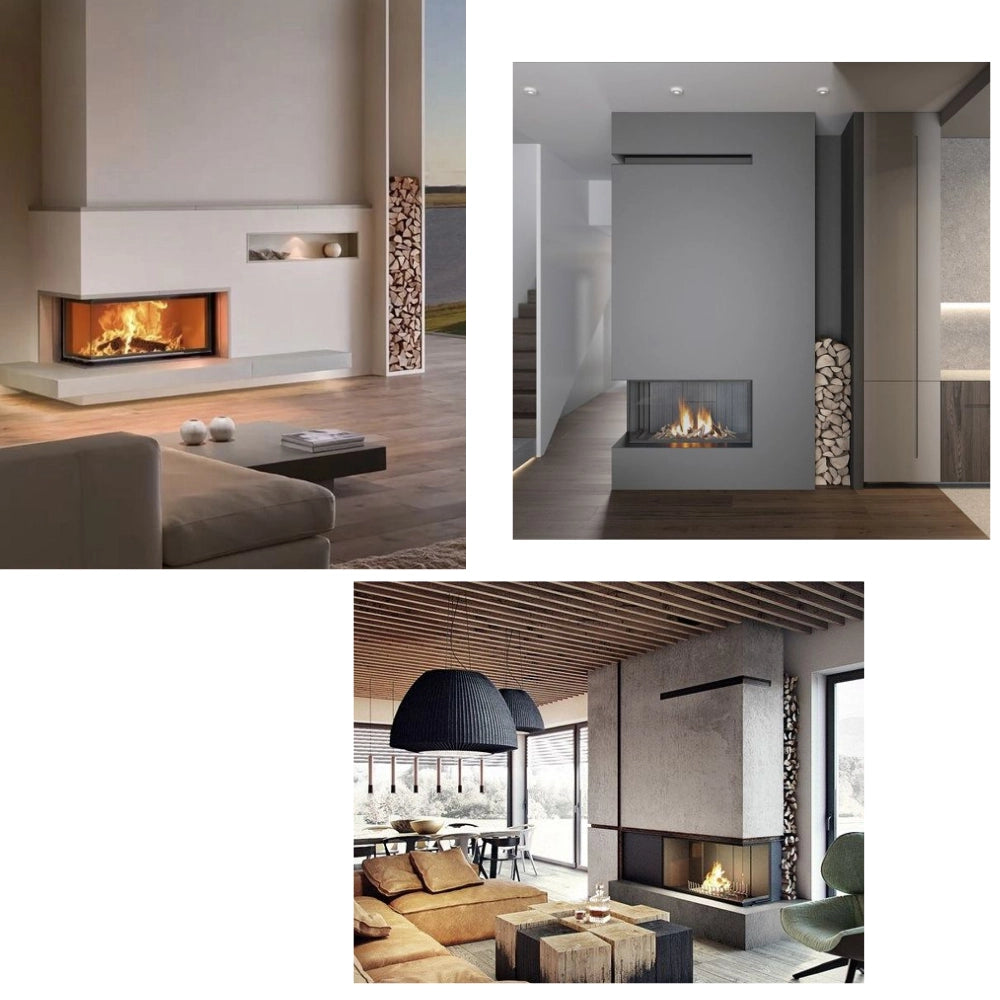 Camino legna prefabbricato ghisa focolare aperto reversibile ds90tgh calore