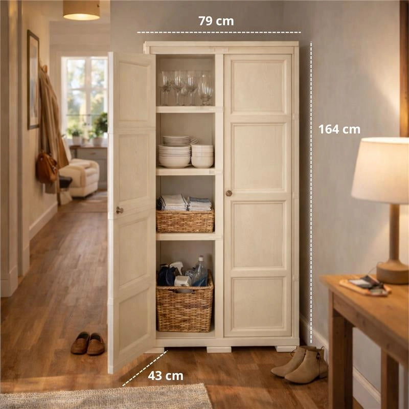 ARMADIO 4 MODULI ANGORA 79X43X164 CM CON 4 RIPIANI E VANI APERTI – MOBILE ALTO CONTENITORE PER ZONA LIVING E STUDIO