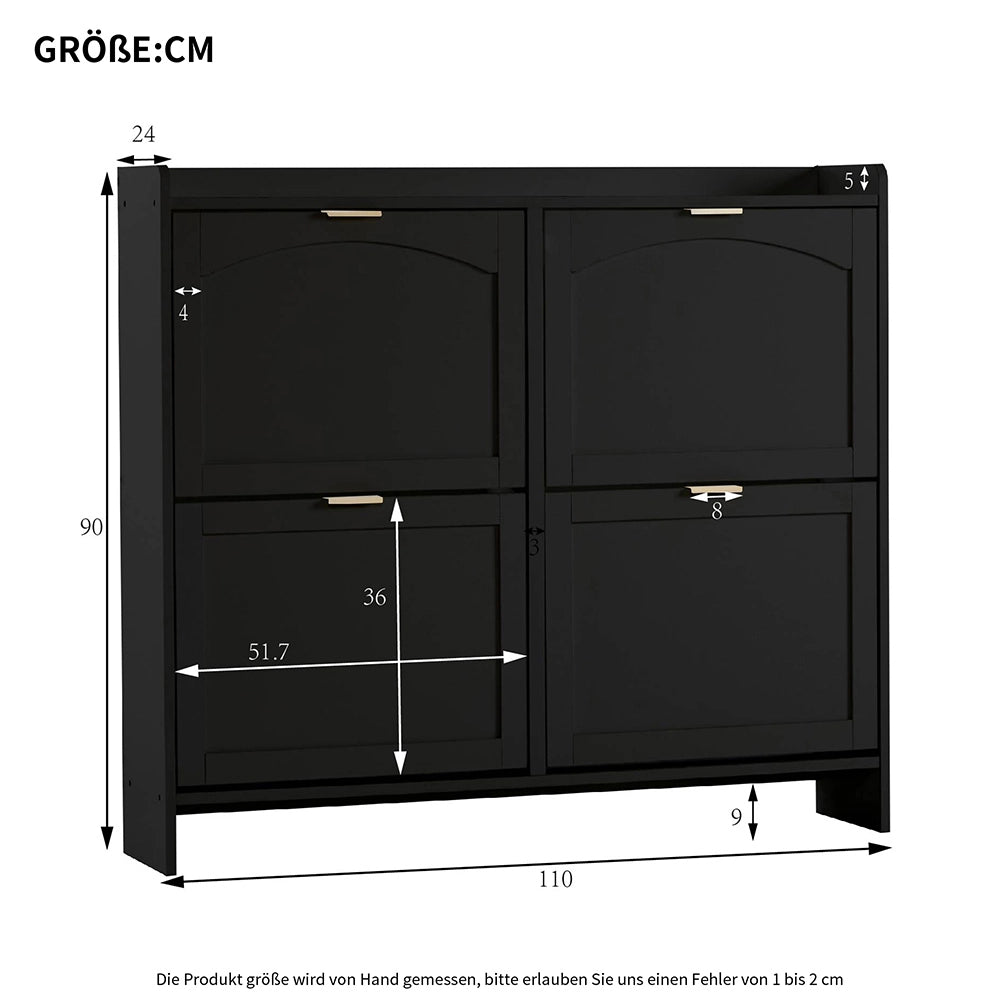 Scaffale per scarpe 4 scomparti - Xylo - 110x24x90cm - Nero