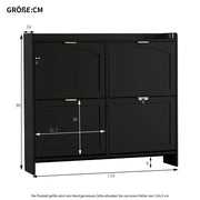 Scaffale per scarpe 4 scomparti - Xylo - 110x24x90cm - Nero
