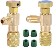 Valvola di sicurezza affidabile - 2 pezzi - Valvola di refrigerante R410A/R22 - Valvola a coperchio in rame - 1/4 pollici - Valvola a doppia pietra rimovibile
