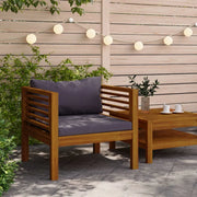Sedia da patio-Sedia da Giardino con Cuscini Grigio Scuro in Massello d'Acacia