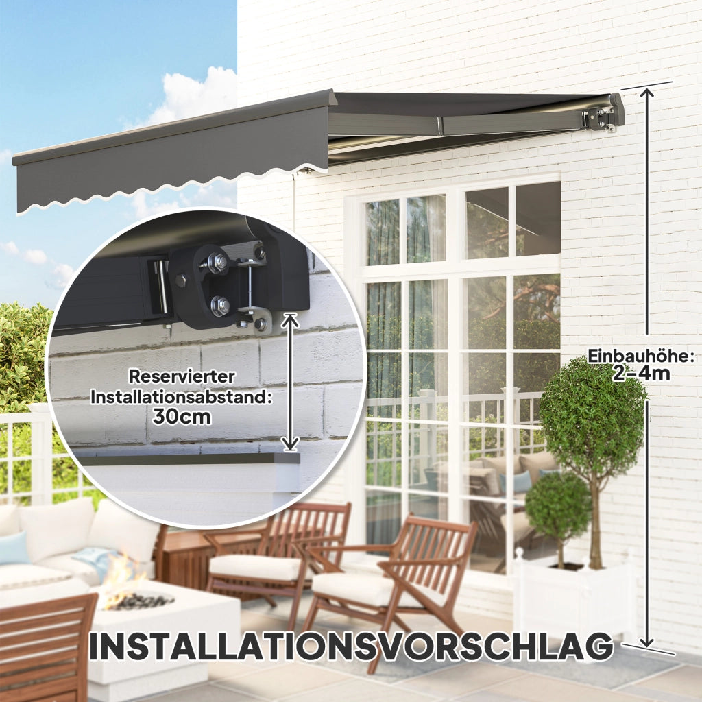 Tendone da sole a braccio con manovella ¨C zephmum ¨C Grigio 300 cm