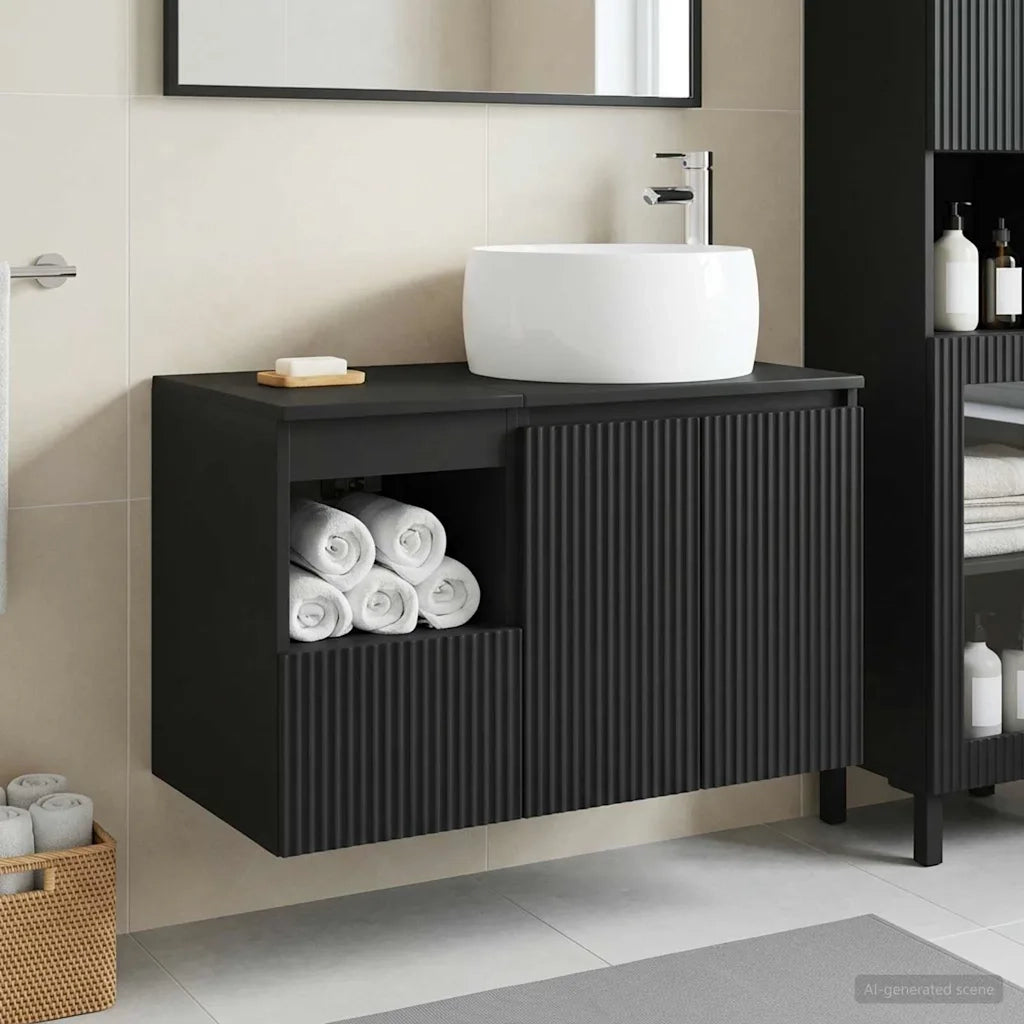 Set di mobili per il bagno 2 pz Nero Legno ingegnerizzato 3404095