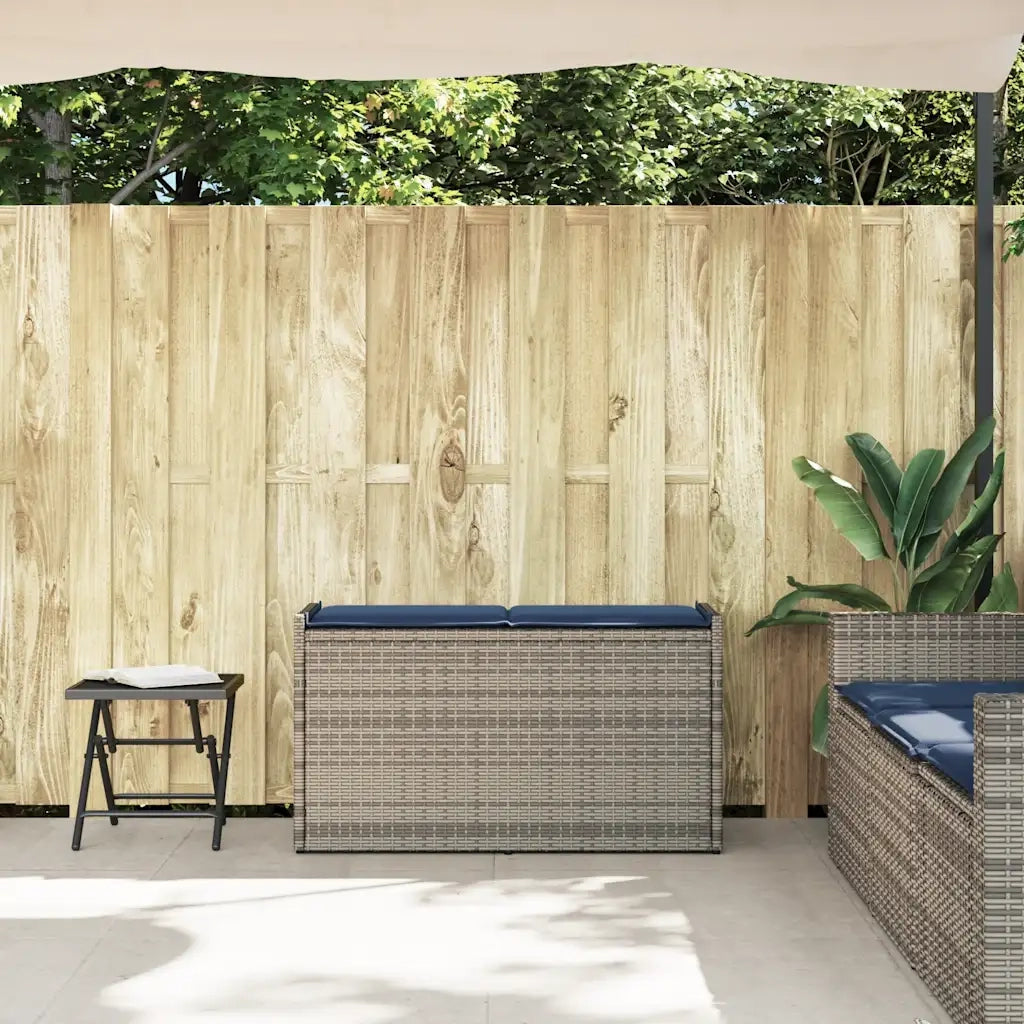 vidaXL Cassapanca da Esterno con Cuscino Grigia 100 cm in Polyrattan