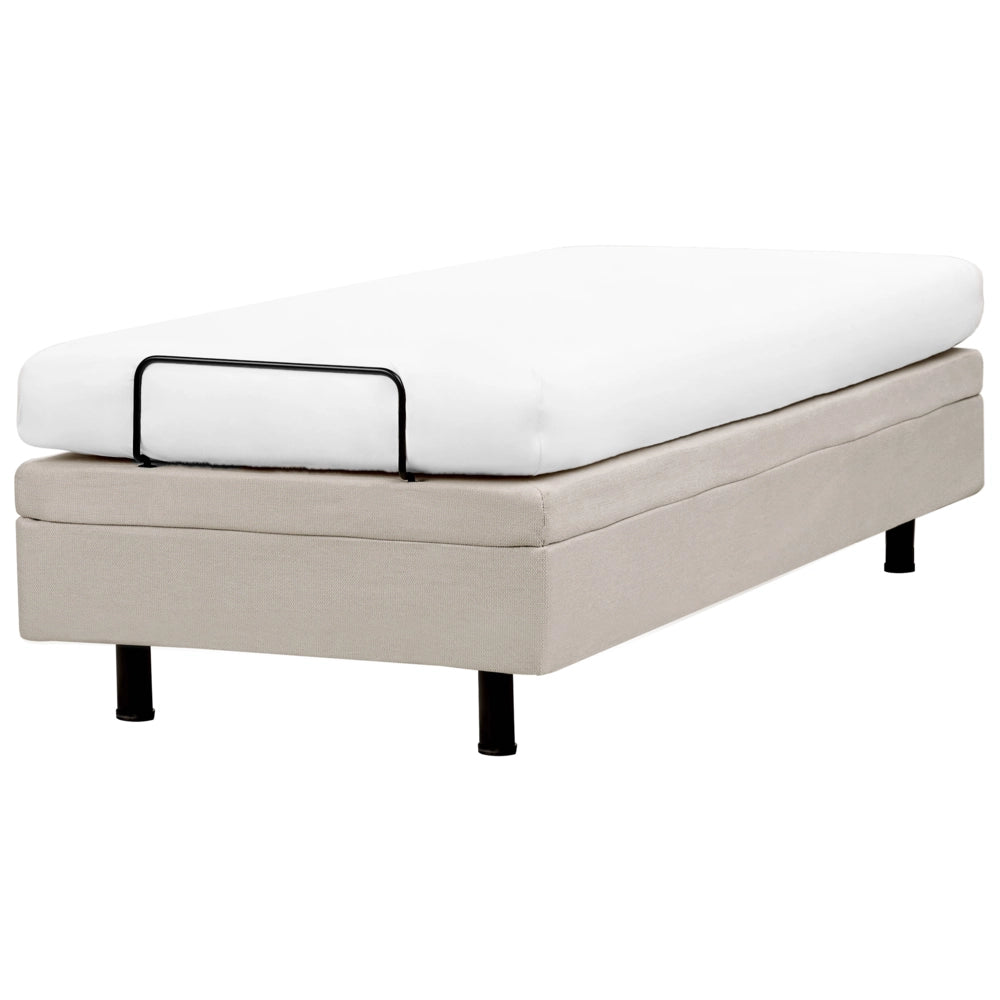 Letto elettrico matrimoniale tessuto beige regolabile con telecomando senza testiera 80x200 cm stile moderno