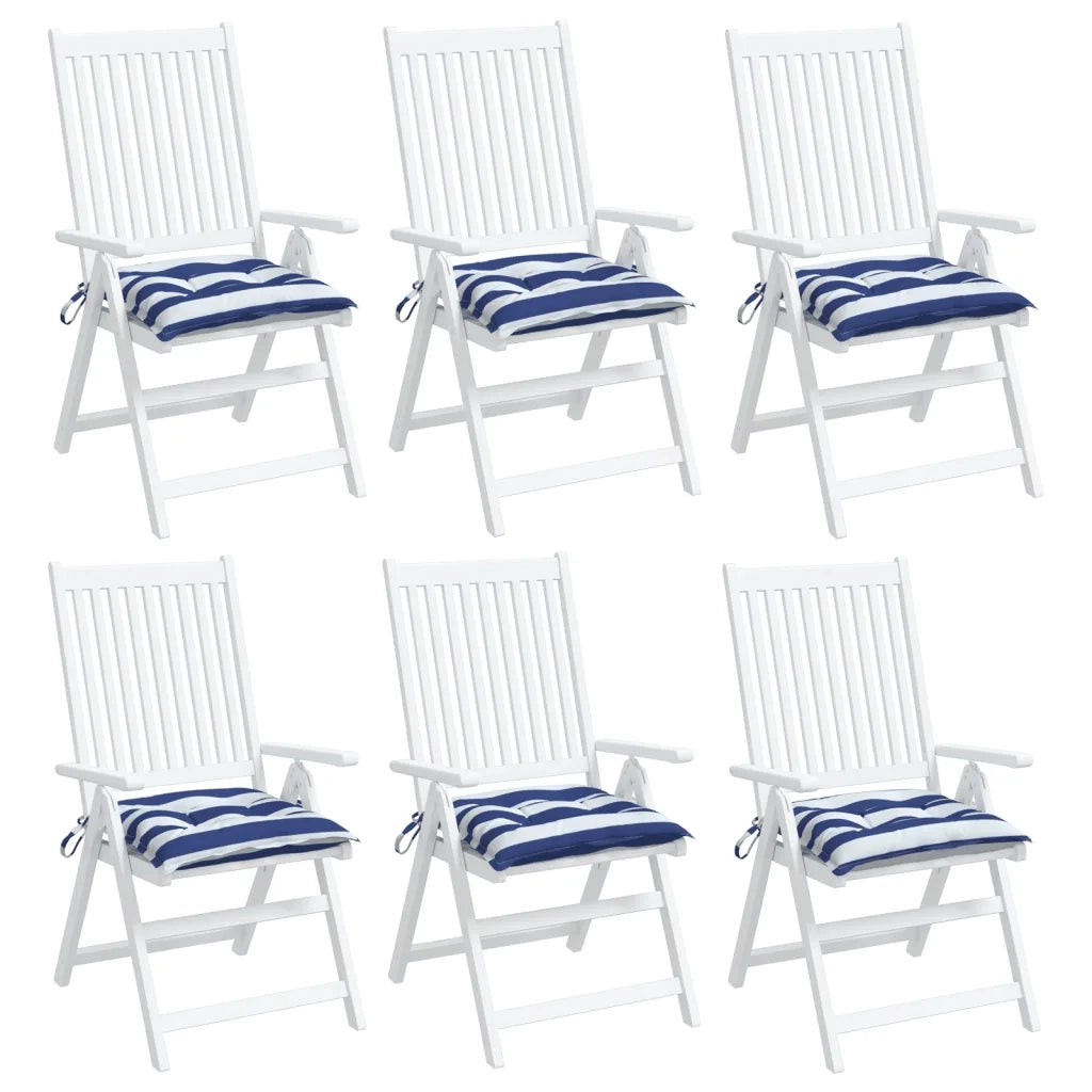 Cuscini per Sedia 6pz Bianco e Blu 50x50x7 cm Tessuto Oxford 361545