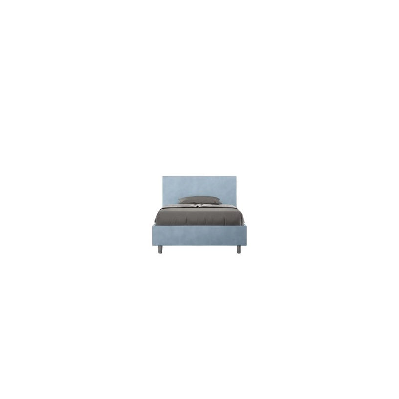 Letto imbottito 1 piazza e mezza 120x200 cm Adele - Con rete,Microfibra,Azzurro