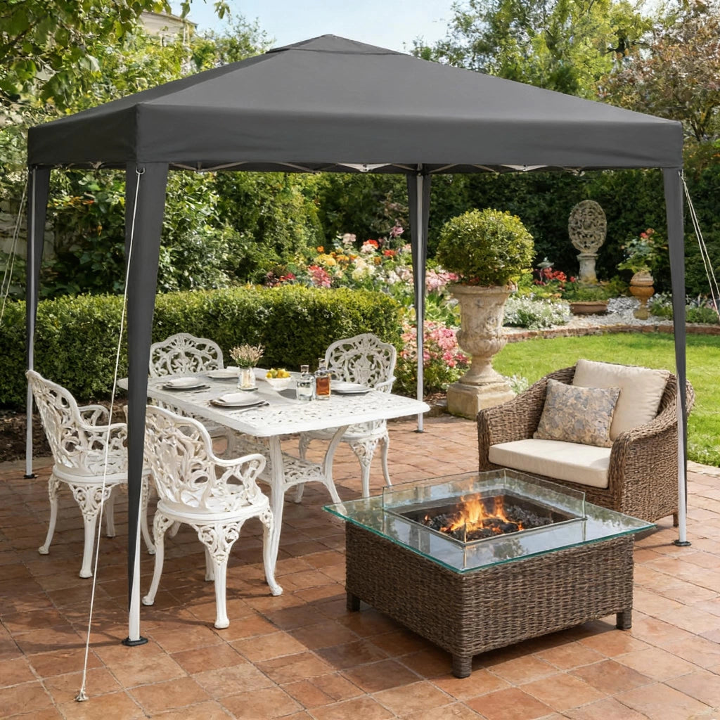 Gazebo da giardino 3x3 m regolabile in altezza, struttura in metallo, colore antracite