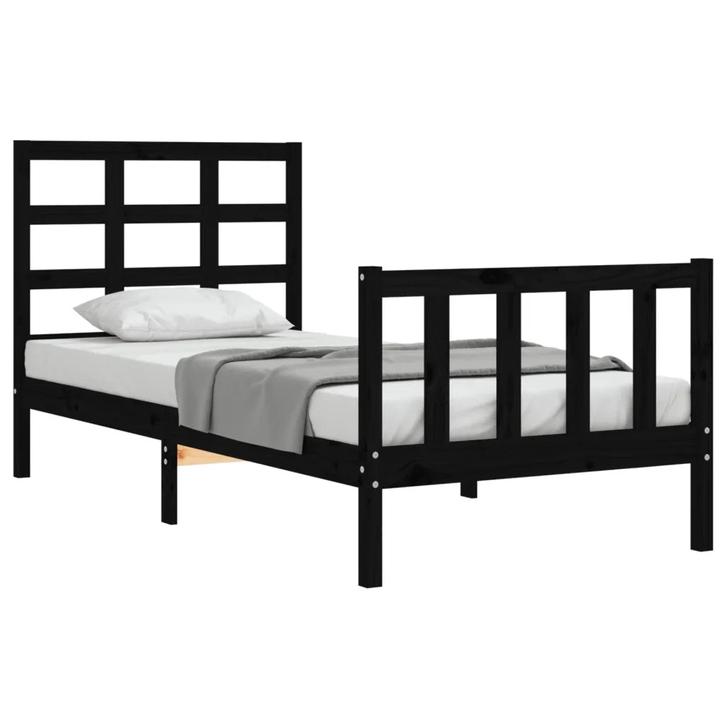 Giroletto con Testiera Nero Small Single in Legno Massello 3192065