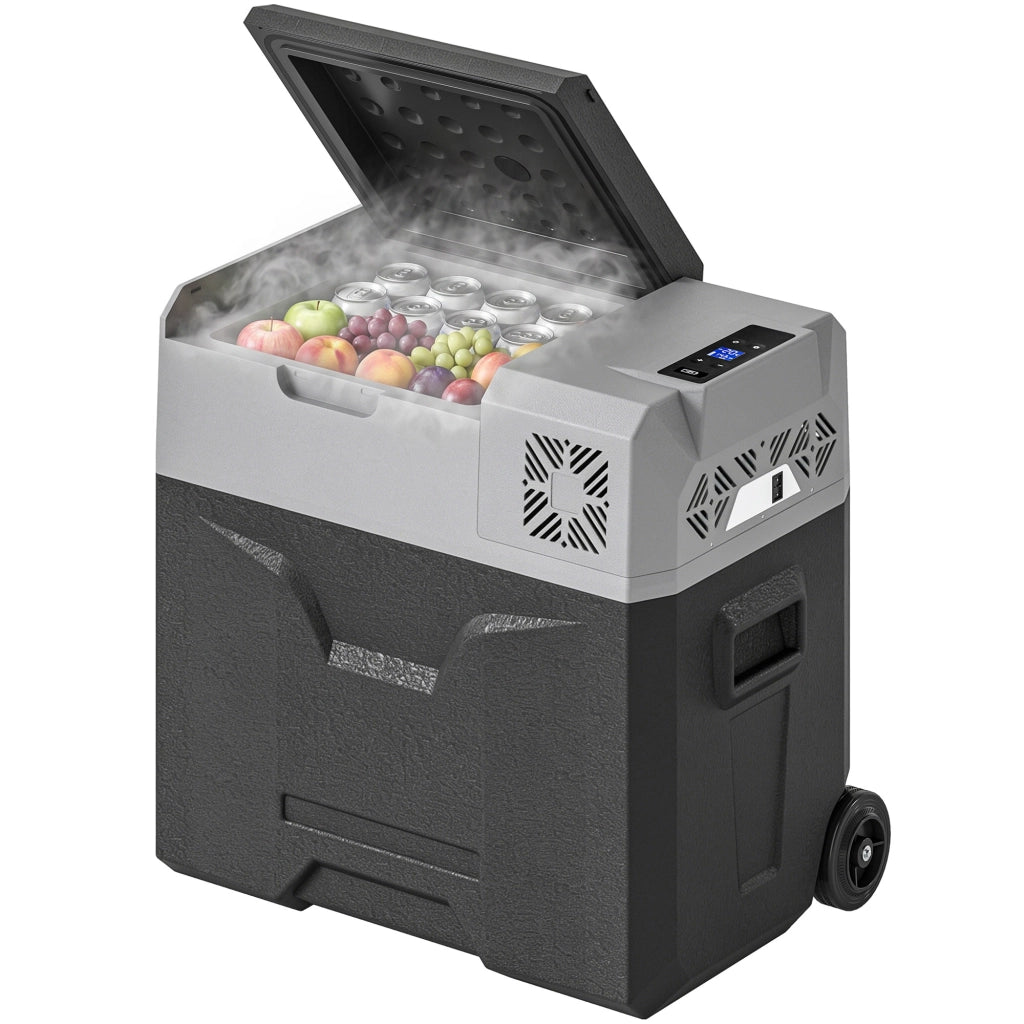 Frigo per Auto da 50L con Pannello Touch ¨C zephmum ¨C Grigio Alluminio Plastica 58.6x37.8x54.5 cm