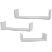 Trade Shop - Set 3 Mensole Parete In Legno Color Bianco Moderne Design Bordi Scaffale 621710 -