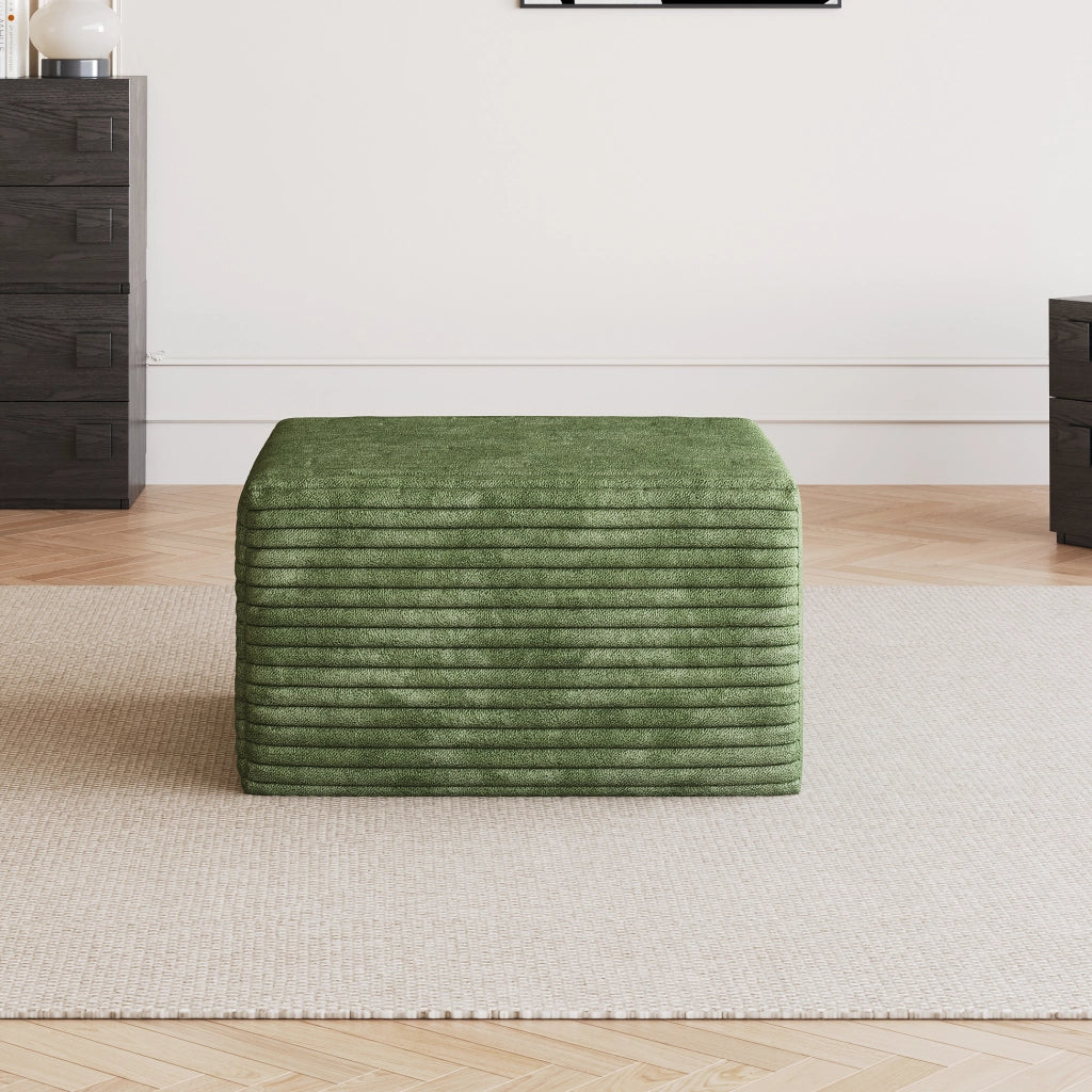 Pouf modulare con seduta morbida, senza montaggio, in tessuto, Verde