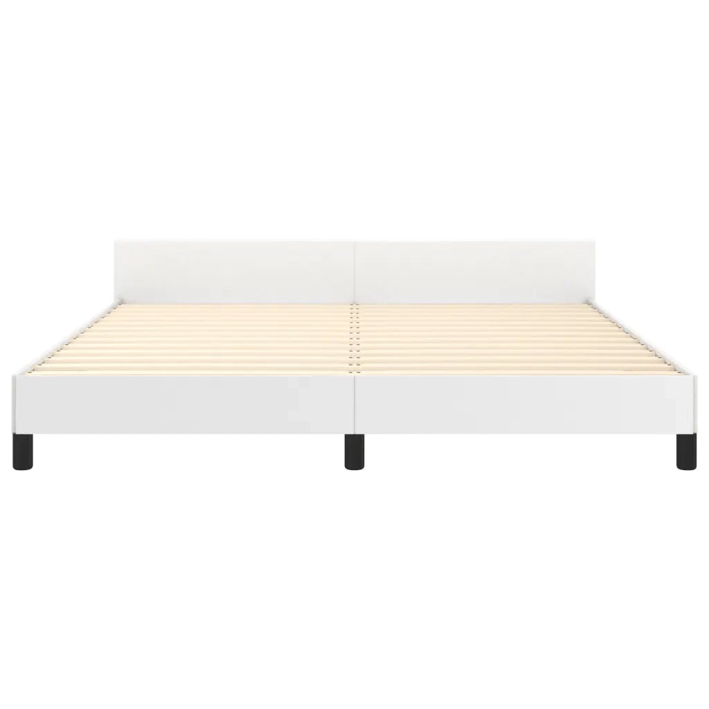 Giroletto con Testiera-Struttura letto con testiera Bianco 160x200 cm in Similpelle