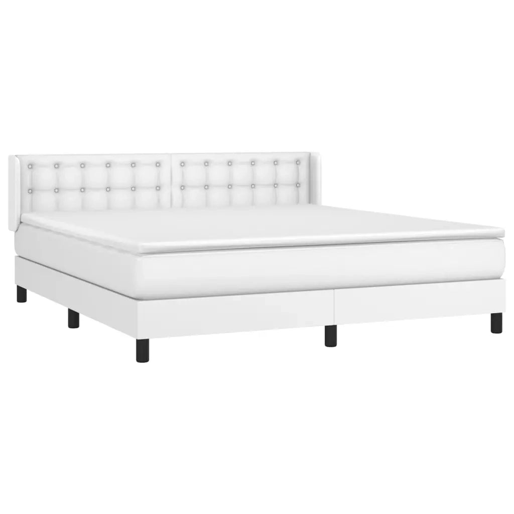 Giroletto a Molle con Materasso Bianco 160x200 cm in Similpelle