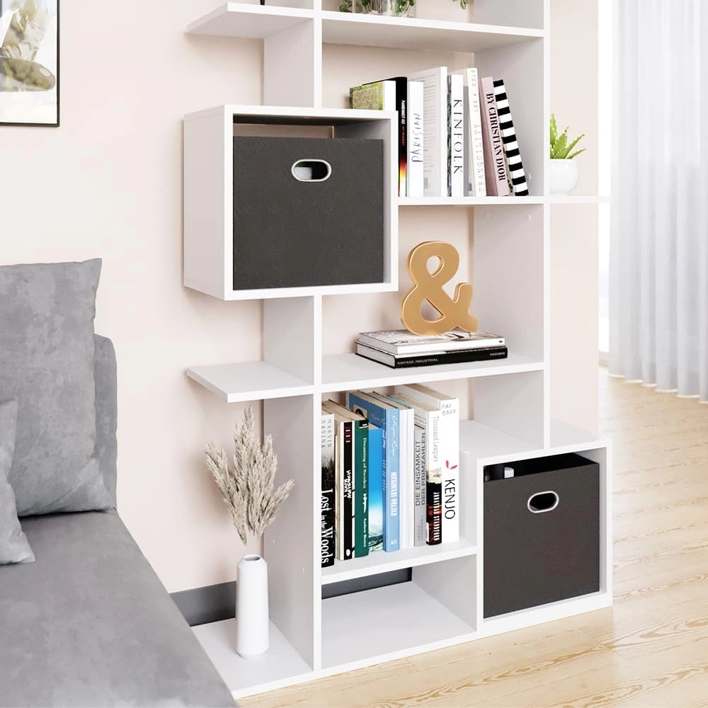 Scaffale Cube, Bianco, 92 x 187.7 cm, per una suddivisione flessibile degli spazi e una conservazione aperta