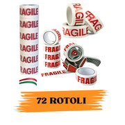 Nastro Adesivo Imballaggio FRAGILE 48mmx66m 72 Rotoli Scotch EcoPrice®