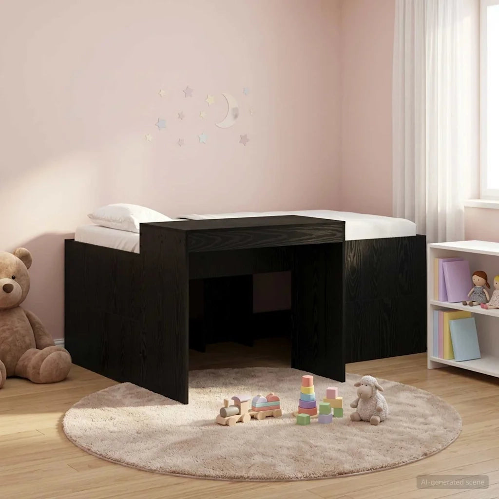 Letto alto per bambini con scrivania Nero Legno ingegnerizzato 3422668