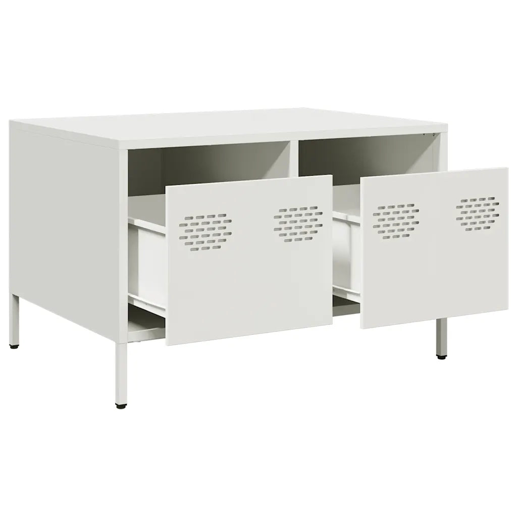 Mobile TV Bianco 68x50x43,5 cm in Acciaio Laminato a Freddo