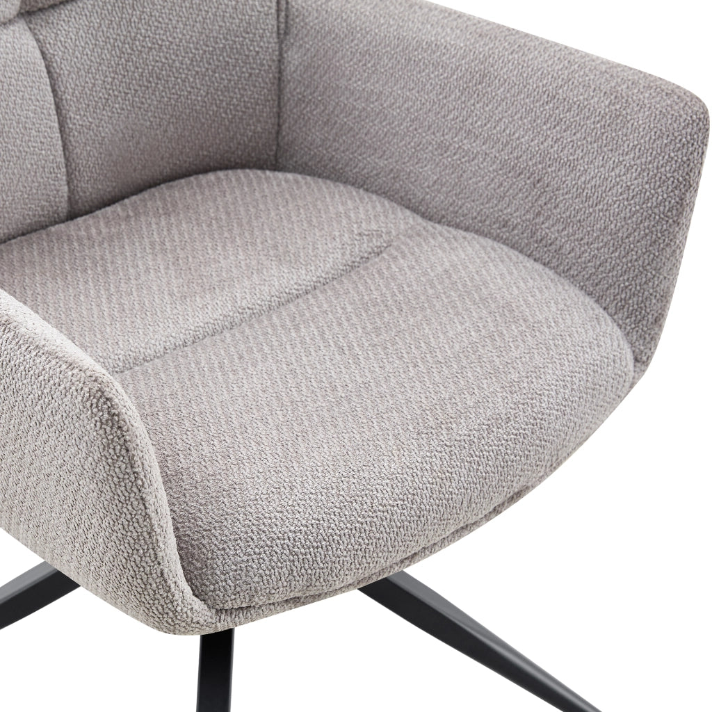 Sedia girevole 360° con braccioli in tessuto grigio e struttura in metallo nero