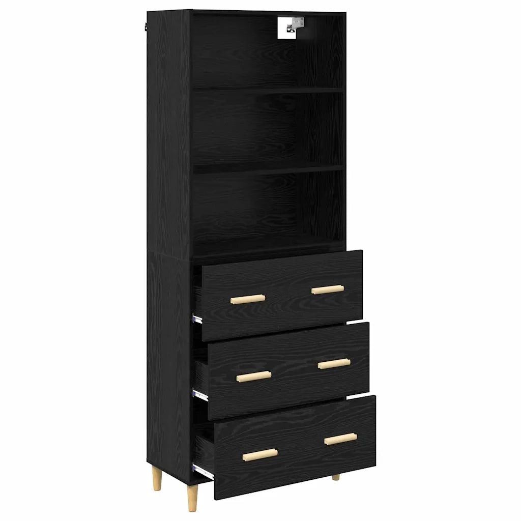 Credenza Rovere Nero 69,5 x 32,5 x 180 cm Legno multistrato