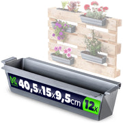 Vaso da fiori KADAX, vasi per Europallets, scatola da 40 cm, 12 pezzi