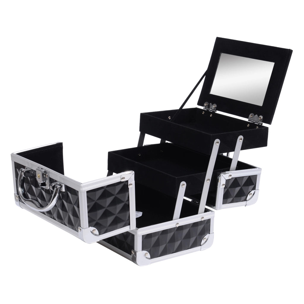 Cassettiera trucco con 3 cassetti e specchio ¨C zephmum ¨C nero 20x15x15 cm