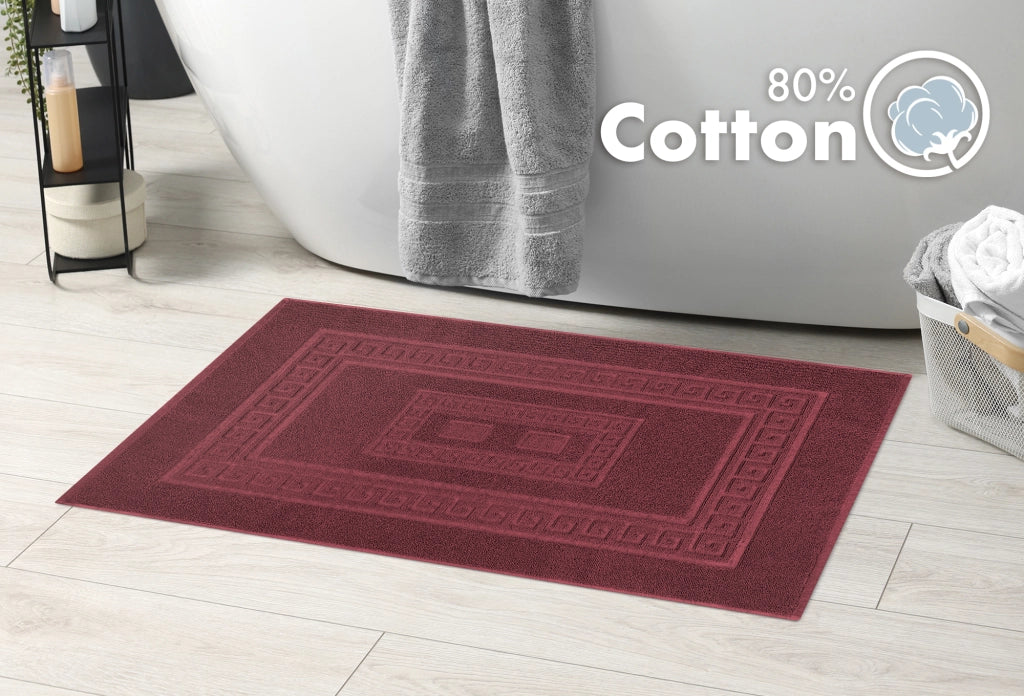 Tappeto Bagno Assorbente In Spugna Varie Misure Da Scendidoccia A Tappeto Grande Lavorazione Jacquard Tinta Unita Ricamo Cornice Lavabile Lavatrice Bordeaux - Scendidoccia45x60