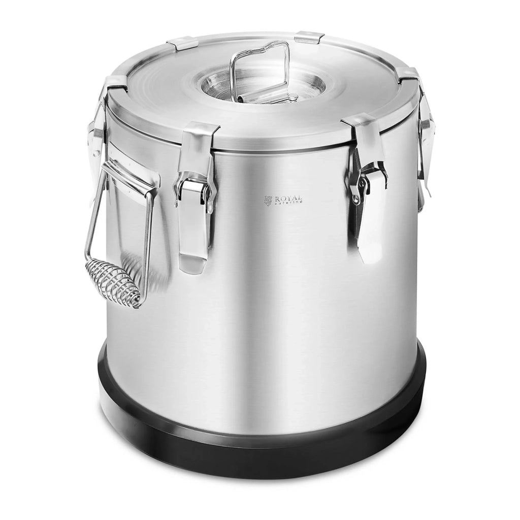 Contenitore professionale in acciaio inox per alimenti isolato per la ristorazione calda e fredda (15 litri isolamento a doppia parete coperchio con chiusure a rana) 14_0004274