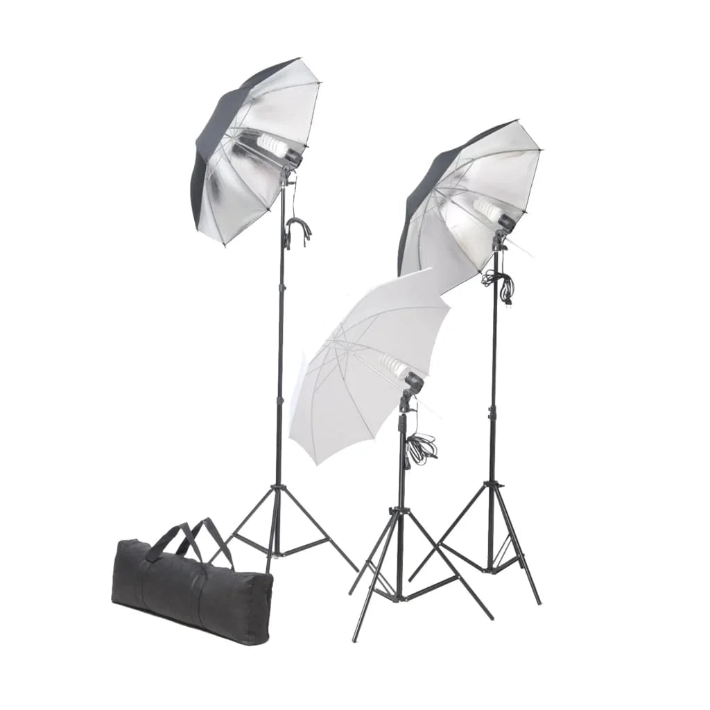 Kit professionale per studio fotografico con set di illuminazione e fondale bianco 02_0001451