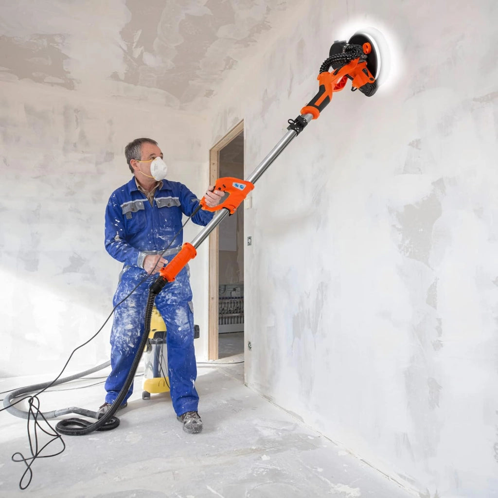 ® Levigatrice Muro 750Watt Telescopica Cartongesso Giraffa Levigatura Professionale Pareti 12 Dischi Abrasivi Carteggiatrice Soffitti Orbitale