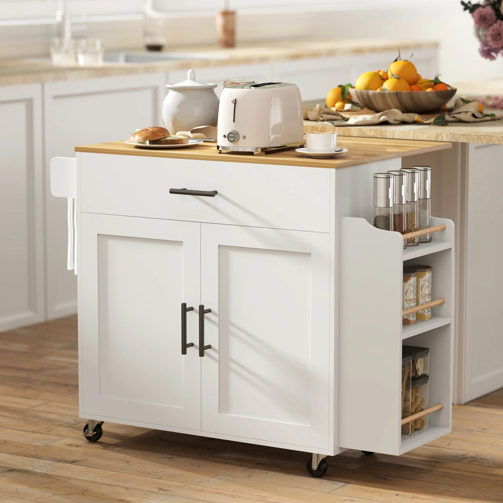 Tavolo da cucina con ripiano ribaltabile e cassetto ¨C Minimal ¨C 120x68x85 Bianco
