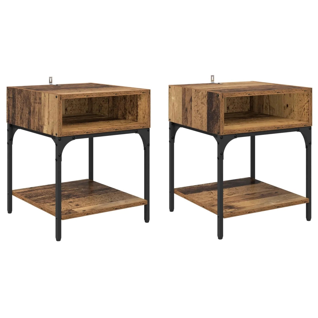 Comodino 2 pcs Legno vecchio 40 x 40 x 50 cm Legno multistrato