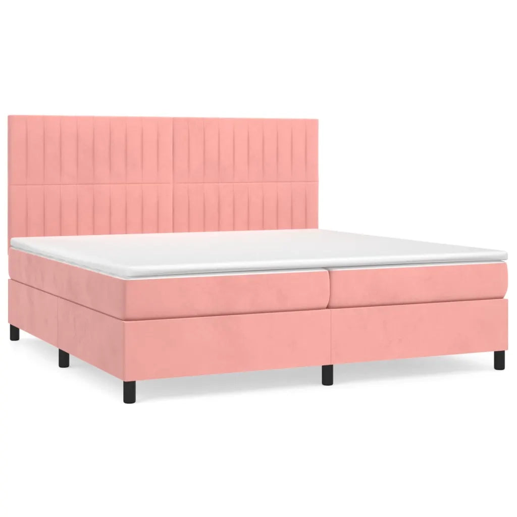 Giroletto a Molle con Materasso Rosa 200x200 cm in Velluto 3143168