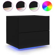 Comodino a Parete-Tavolino da notte con Luci LED Nero