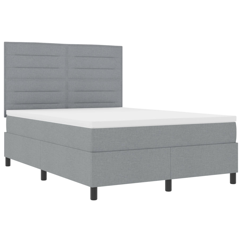Letto Box Spring e Materasso Grigio Chiaro 160x200 cm in Tessuto