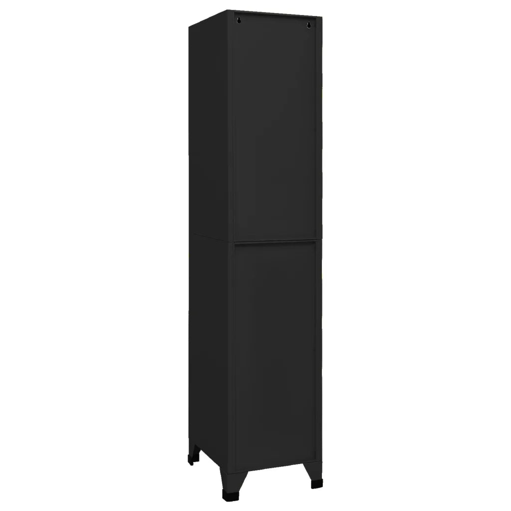 Armadietto moderno per riporre oggetti a scuola o in ufficio 38 x 45 x 180 cm con anta con serratura acciaio nero 02_0046991