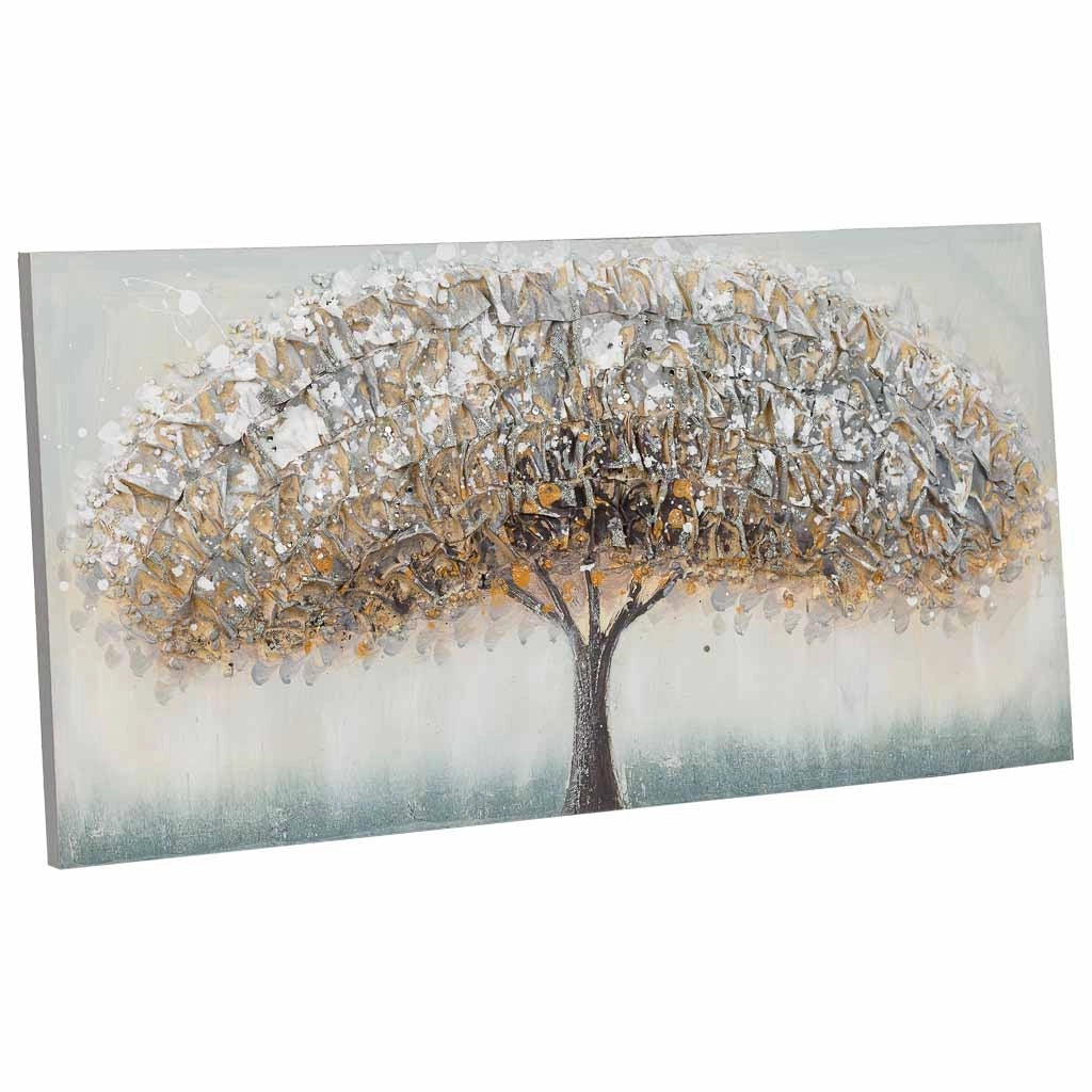 Quadro dipinto a mano con rilievo marrone 50x100x3h