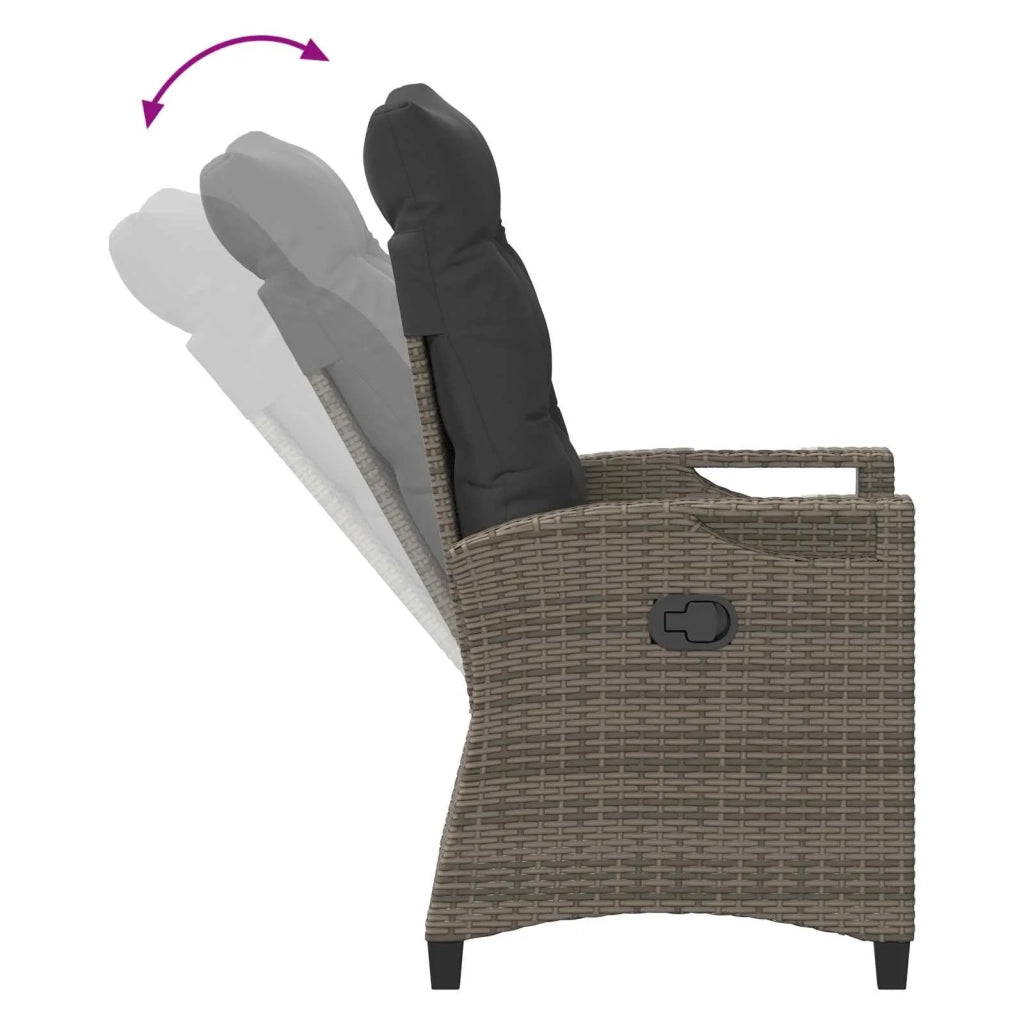 Sedia da Giardino | Sedie da Esterno reclinabile Grigio e Grigio Scuro polyrattan